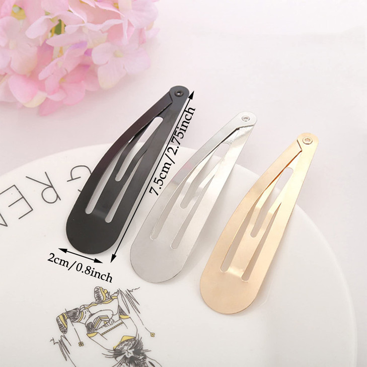 BBGifts Clips for Hair, 40 Pcs 2.75 Inch Metal Barrettes Snap Hair Clips for Girls Kids Teens Women, Non Slip Silver Clips Hair Accessory Decor