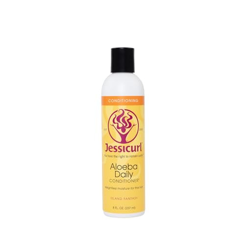 Jessicurl Aloeba Daily Conditioner for Curly Hair Island Fantasy 8 Fl oz Leave in Conditioner and Hair Detangler for Fin