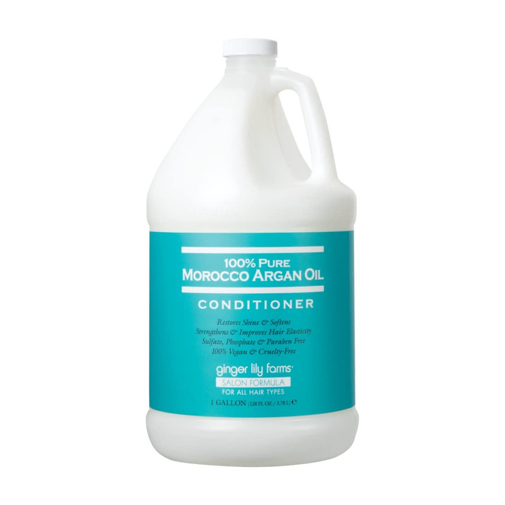 Ginger Lily Farms Salon Formula 100 Pure Morocco Argan Oil Conditioner for All Hair Types 100 Vegan CrueltyFree 1 Gallon