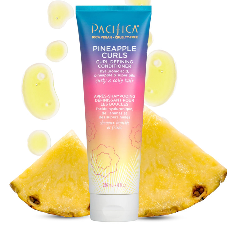 Pacifica Beauty Pineapple Curls Defining Natural Conditioner For Curly Coily and Textured Hair Types Pineapple Scent Sul