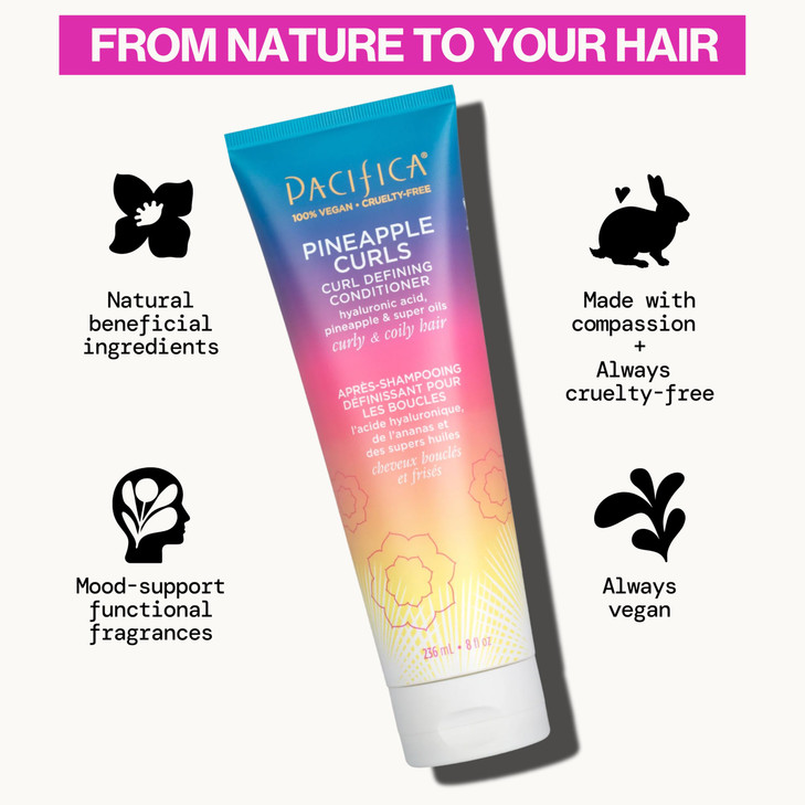 Pacifica Beauty Pineapple Curls Defining Natural Conditioner For Curly Coily and Textured Hair Types Pineapple Scent Sul