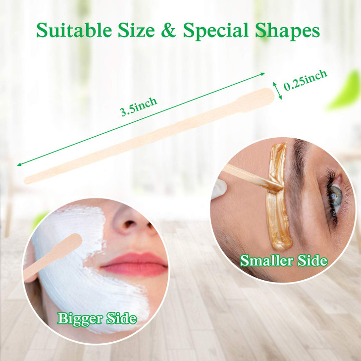 JANYUN 200 Pcs Eyebrow Waxing Sticks Wax Applicator, Wood Waxing Spatulas for Body Eyebrow Lip Nose and Small Hair Removal Sticks(Slanted Handle)