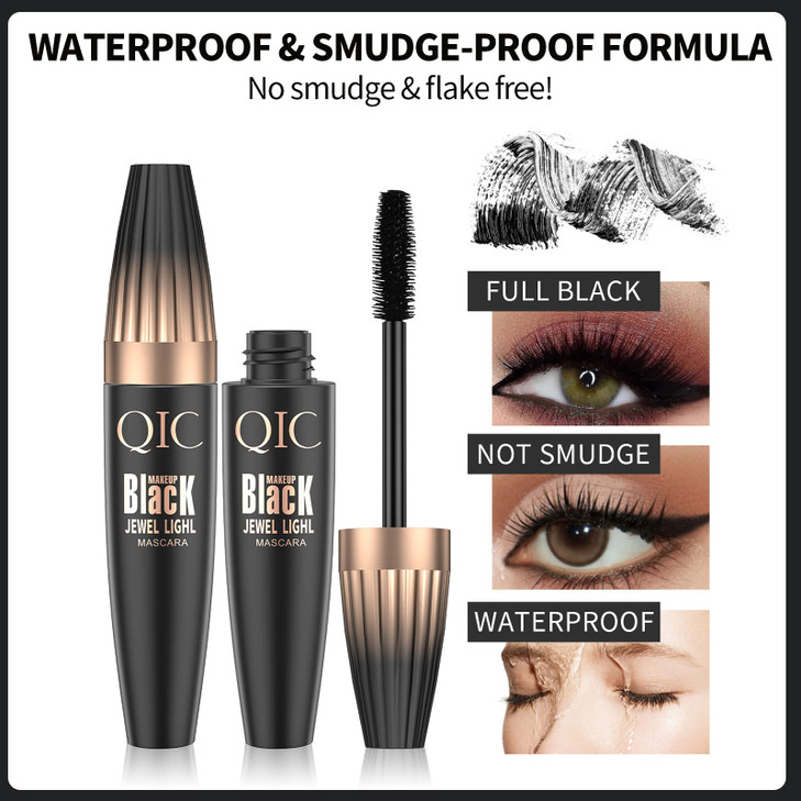 4D Silk Fiber Lash Mascara Waterproof Long Lasting Lengthening Mascara Black Volume and Length Natural Mascara Smudge Proof Mascara Make Voluminous E