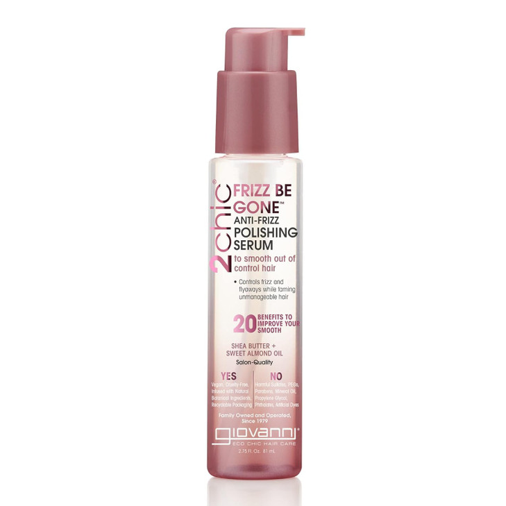 GIOVANNI 2chic Frizz Be Gone AntiFrizz Polishing Serum Anti Frizz Natural Hair Smoothing Formula with Shea Butter Sweet