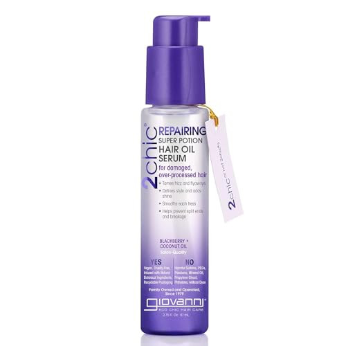 GIOVANNI 2chic Repairing Super Potion Hair Oil Serum Blackberry Coconut Milk Restoring Leave In Treatment for Dry Damage