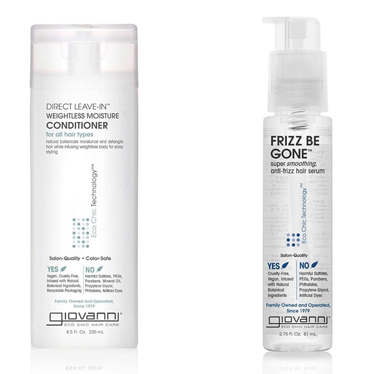 GIOVANNI Direct LeaveIn Conditioner Frizz Be Gone Serum Super Smoothing Set for Curly Girls Anti Frizz Adds Shine Seals