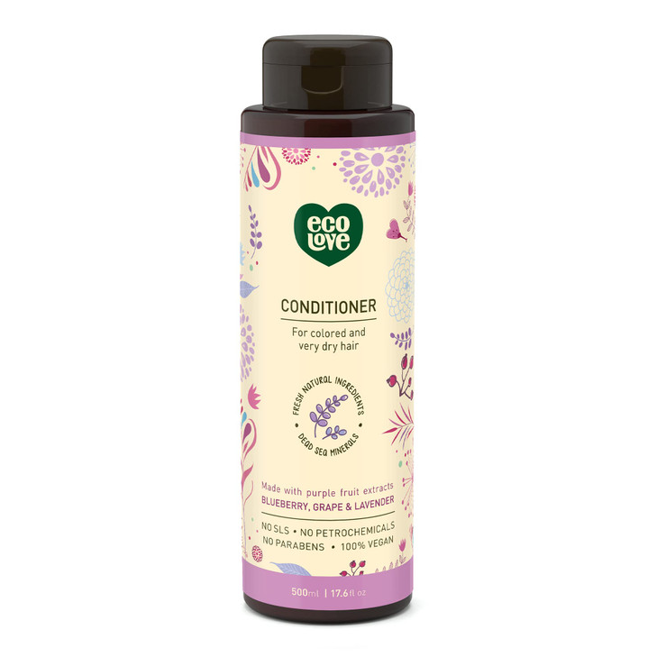 ecoLove Natural Conditioner for Dry Damaged Hair and Color Treated Hair With Natural Lavender Extract No SLS or Parabens