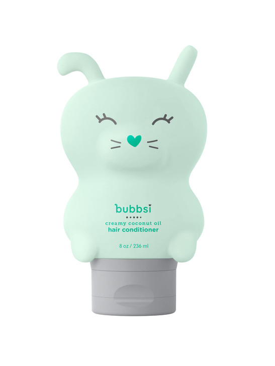 Bubbsi Creamy Coconut Oil Hair Conditioner for Kids Baby Light Natural Scent Wont irritate eyes Organic Coconut Oil Shea