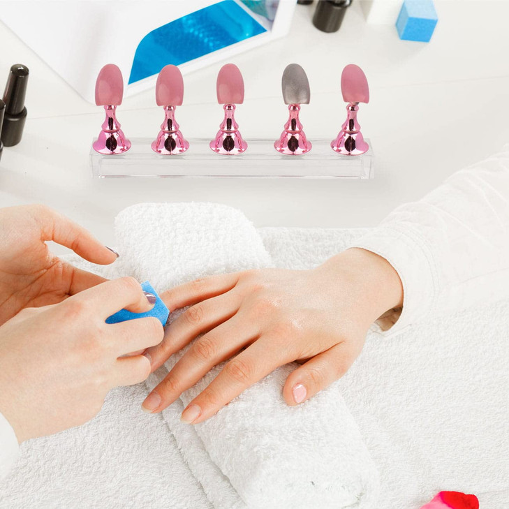 Difenni Nail Stands Acrylic Nail Art,Press on Nail Stand Magnetic Nail Tips Practice Holder 54 Pcs Reusable Adhesive Putty for DIY Painting(Pink