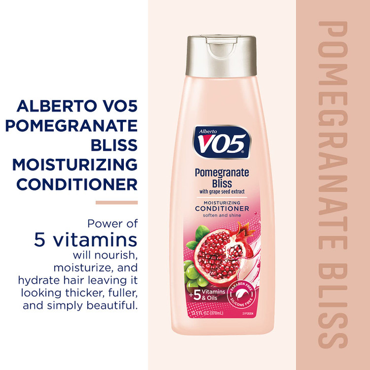 VO5 Moisturizing Conditioner 125 Fl Oz Pomegranate Bliss Grape Seed Extract Leaves Hair Looking Vibrant and Beautiful