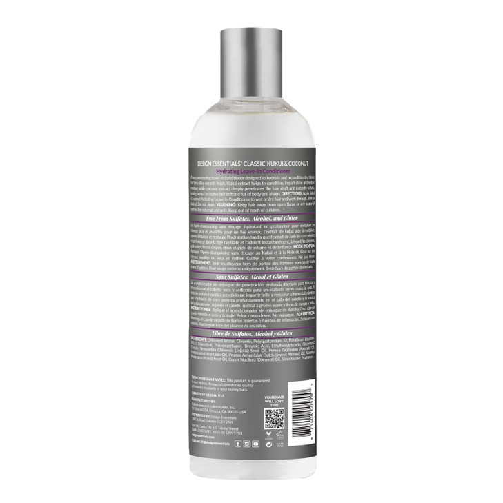 Design Essentials Natural Kukui Coconut Hydrating LeaveIn Conditioner For Relaxed And Natural Hair 8 Oz