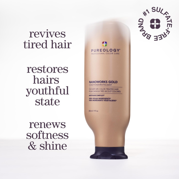 Pureology Nanoworks Gold Conditioner For Very Dry ColorTreated Hair Restores Strengthens Hair SulfateFree Vegan Updated