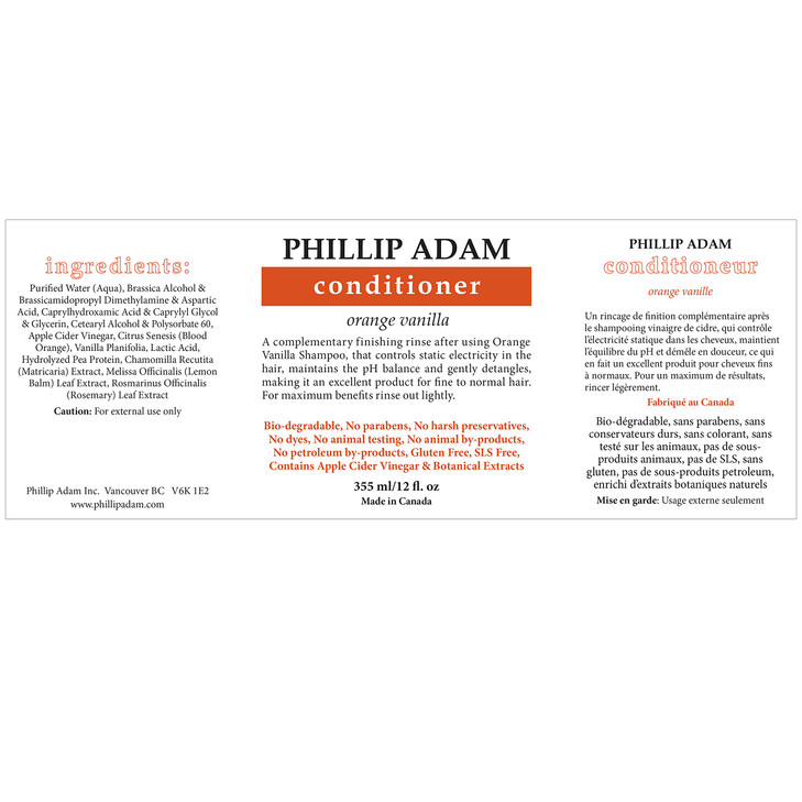 Phillip Adam Orange Vanilla Conditioner for Smooth and Shiny Hair No Harsh Chemicals Safe for Color Treated Hair Delicio