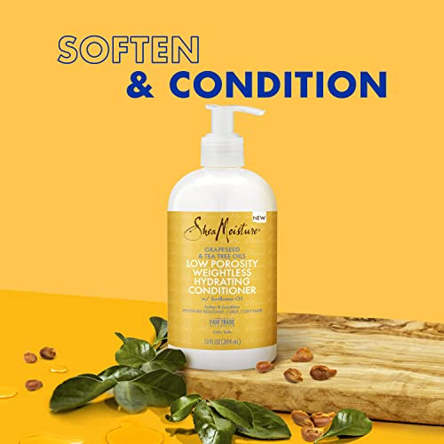 SheaMoisture Low Porosity Weightless Hydrating Conditioner For Moisture Resistant Curly Coily Hair Lightweight Hair Cond
