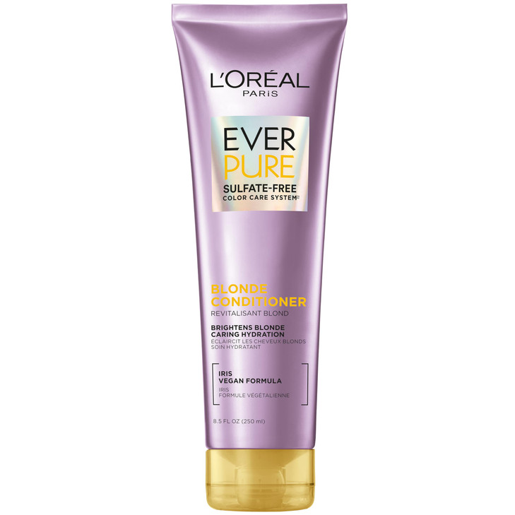 LOreal Paris Blonde Sulfate Free Conditioner for ColorTreated Hair Neutralizes Brass Balances EverPure 85 Fl Oz Packagin