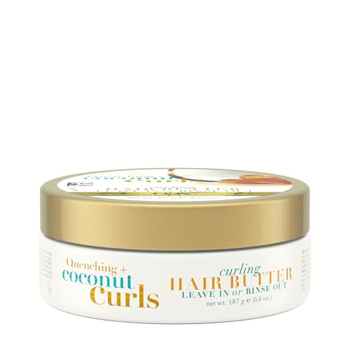 OGX Quenching Coconut Curls Curling Hair Butter Deep Moisture LeaveIn Hair Mask Treatment with Coconut Oil Citrus Oil Ho
