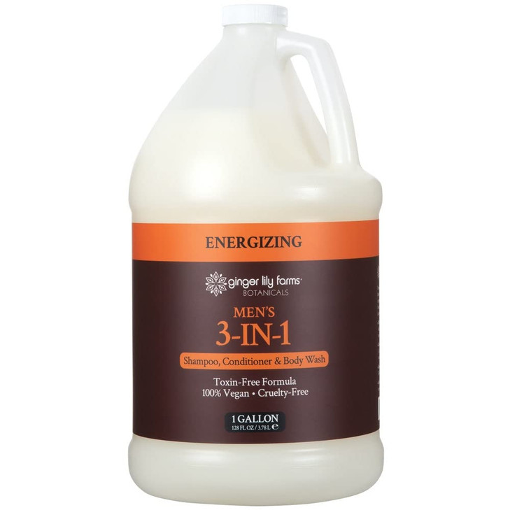Ginger Lily Farms Botanicals Mens 3in1 Shampoo Conditioner Body Wash 100 Vegan CrueltyFree Energizing Scent 1 Gallon 128