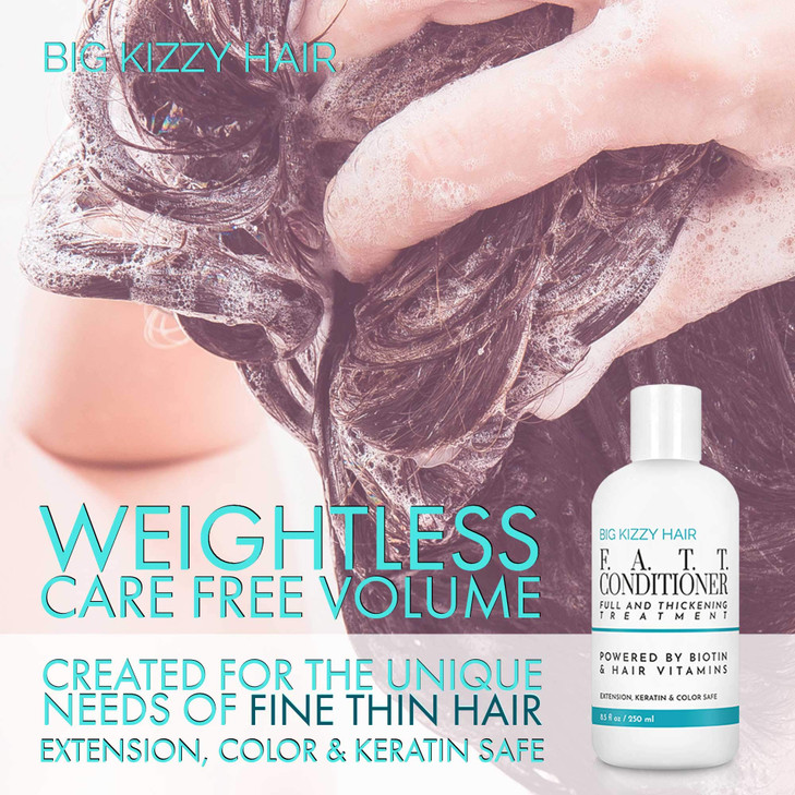 Big Kizzy FATT Thickening Volumizing Biotin Conditioner for Extensions Hair Color Keratin Treatments Paraben Sulfate Fre