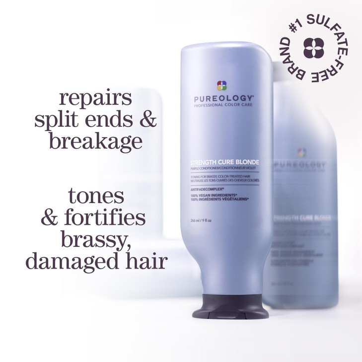Pureology Strength Cure Blonde Purple Conditioner for Blonde Lightened ColorTreated Hair 338 Fl Oz