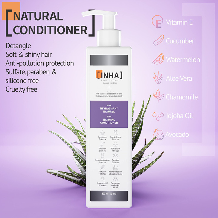 INHA NATURAL CONDITIONER Detangle Hydrate Nourish and Shine All Hair Types Safe for Colored Hair UV Protection 300 ml