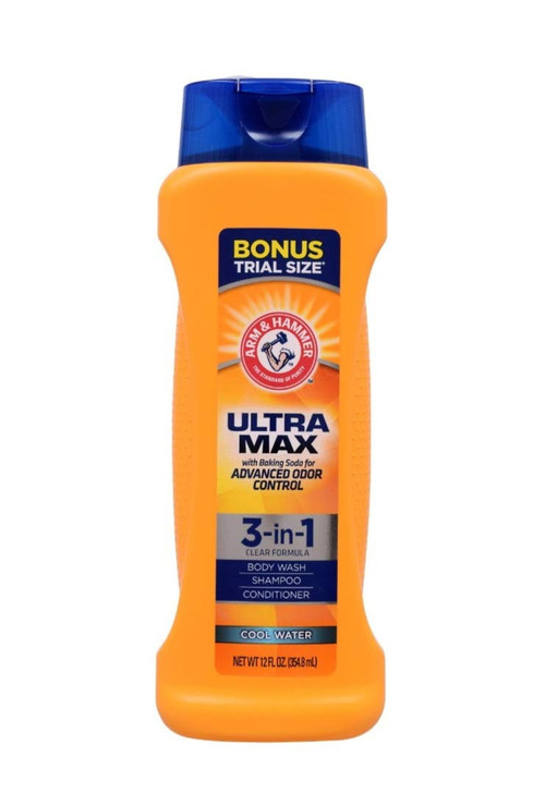 Arm Hammer Ultra Max 3in1 Shampoo Conditioner Body WashCool Water 12 oz