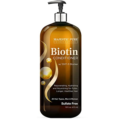 Majestic Pure Biotin Conditioner for Hair Loss Thickening Volumizing Conditioner with DHT3 Blocker Keratin Rosemary Oil