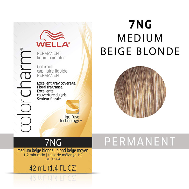 COLORCHARM Permanent Liquid Hair Color for Gray Coverage 7NGMedium Beige Blonde