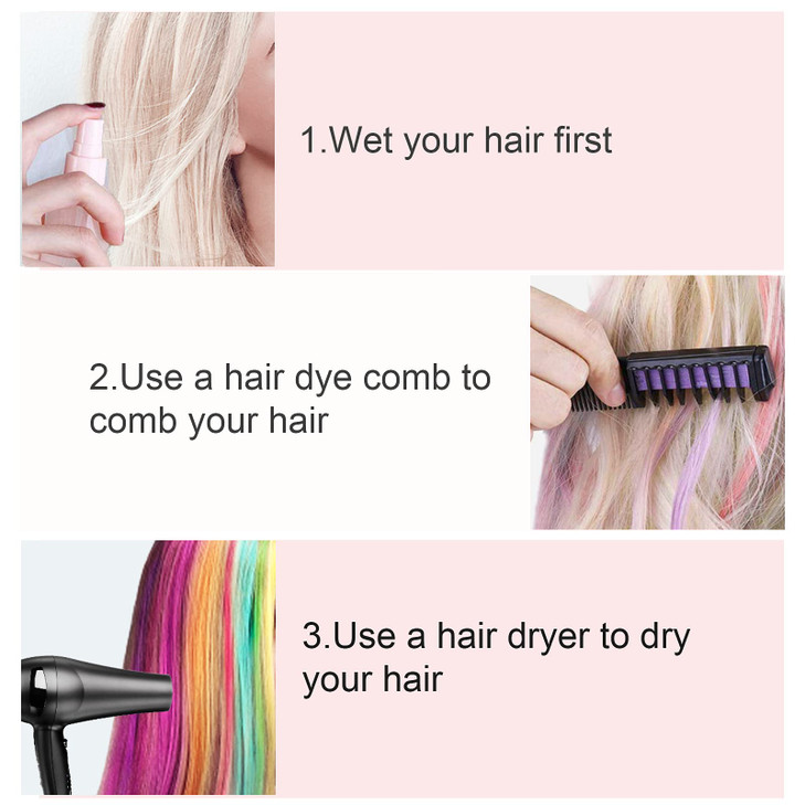 IVYRISE Colorful Hair Chalk Pens Combs Temporary Color NonToxic Hair Dye Coloring Set for Party Cosplay Makeup Best Girl