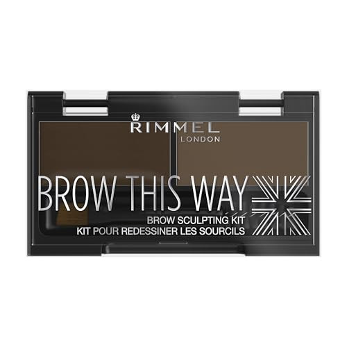 Rimmel Brow This Way Sculpting Kit Dark Brown Powder 004 oz Wax 003 oz Brow Sculpting Styling Kit with Eyebrow Wax Setti