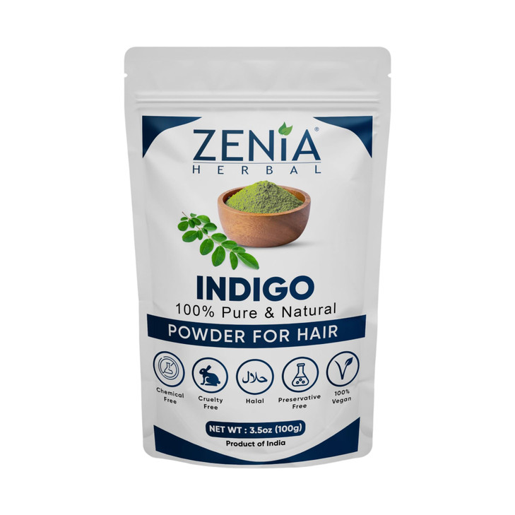 Zenia Indigo Powder Indigofera Tinctoria HairBeard Dye Color 35oz 100g 100 Pure Natural No Preservatives