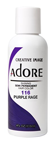 Adore Semi Permanent Hair Color 116 Purple Rage Vegan CrueltyFree Purple Hair Dye No Ammonia No Peroxide No Alcohol 4 Fl