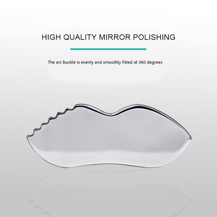 Stainless Steel Gua Sha for Skin Care Scraping Massage Tool with Comb Teeth | Massage, Used for Face, Neck, and Around Lips with Travel Pouch