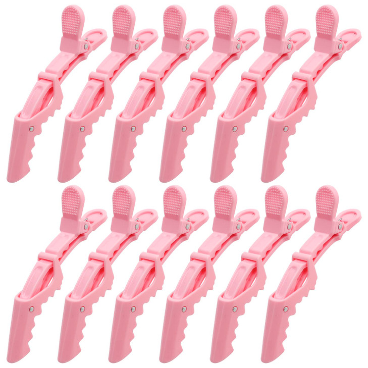 ACO-UINT 12Pcs Pink Hair Clips for Styling Sectioning, Alligator Hair Clips for Hair Salon, Hair Accessories for Women