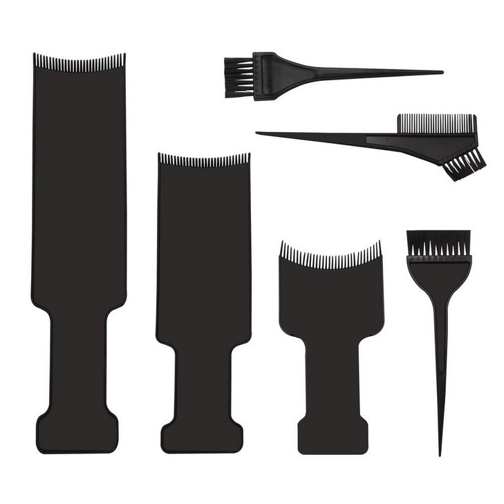 6 Pcs Balayage Highlighting Kit Hair Color Board with Teeth Foils and Brush for Dyeing and Coloring