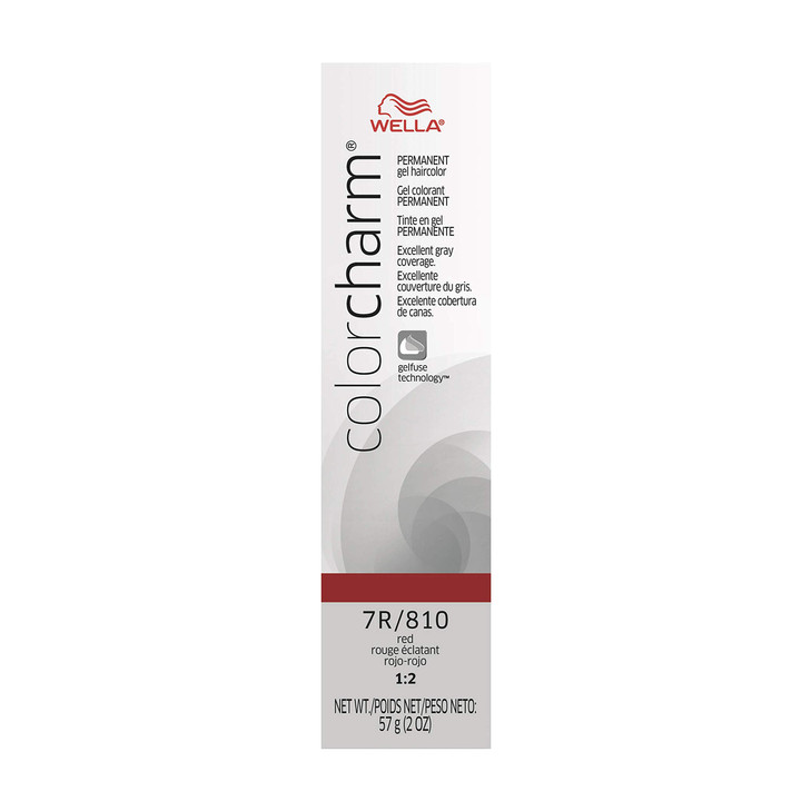 COLORCHARM Permanent Gel Hair Color for Gray Coverage 7R Red 2 Fl Oz