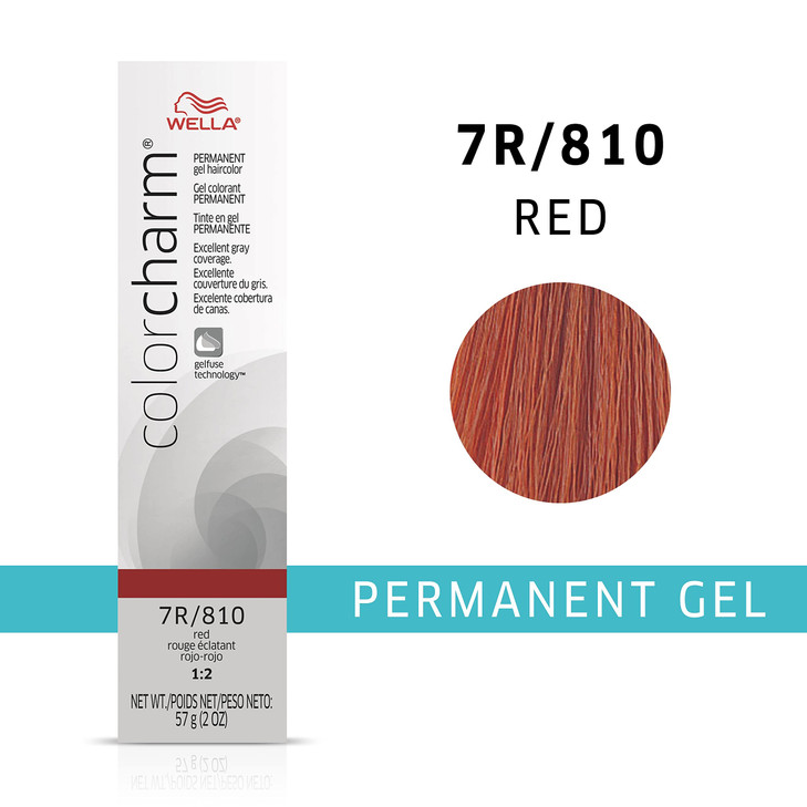 COLORCHARM Permanent Gel Hair Color for Gray Coverage 7R Red 2 Fl Oz