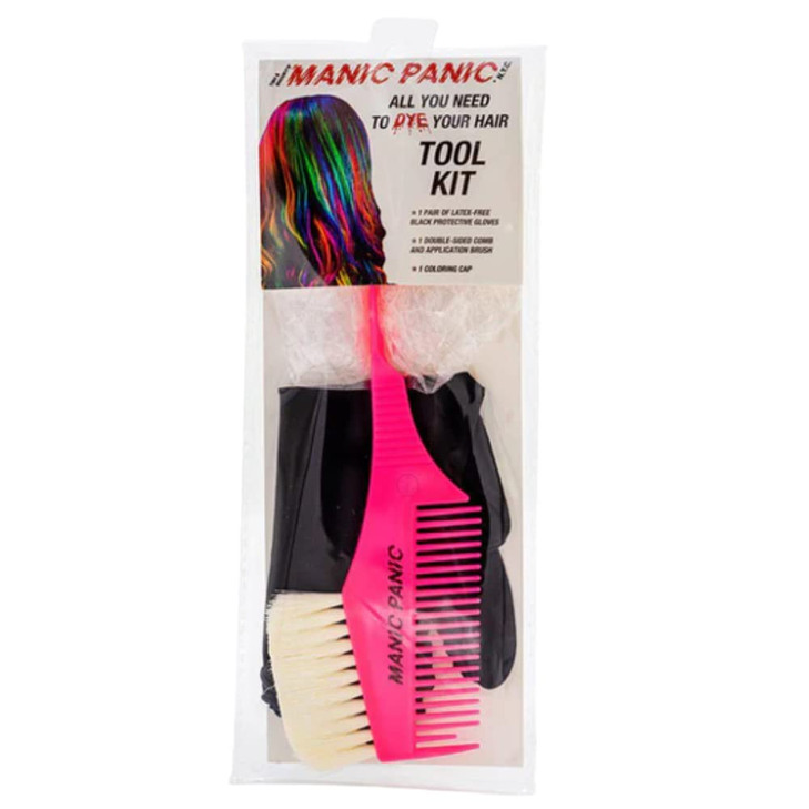 MANIC PANIC Dye Tool Kit Hair Dye Brush Comb Applicator Hair Cap LatexFree Gloves Reusable Easy to Clean Accessories for