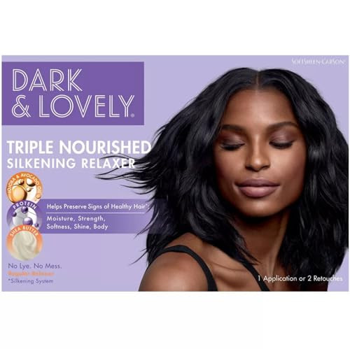 SoftSheenCarson Dark and Lovely Triple Nourished Silkening Relaxer NoLye Regular Strength with Shea Butter Jojoba and Av