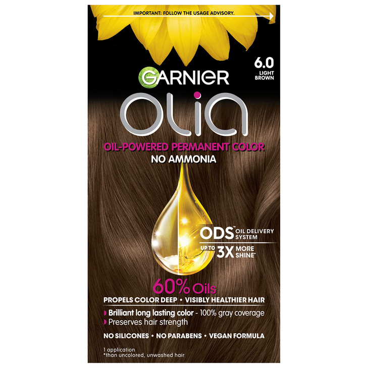 Garnier Hair Color Olia AmmoniaFree Brilliant Color OilRich Permanent Hair Dye 60 Light Brown 1 Count Packaging May Vary
