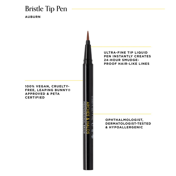 Arches and Halos Fine Bristle Tip Pen Eyebrow Pencils for Women Vegan Brow Pencil SmudgeProof Buildable Formula Auburn 0