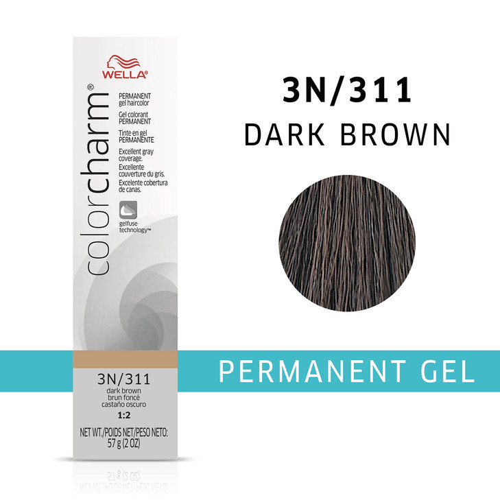 COLORCHARM Permanent Gel Haircolor With Long Lasting Gelfus Technology For Gray Coverage 3N Dark Brown 2 oz