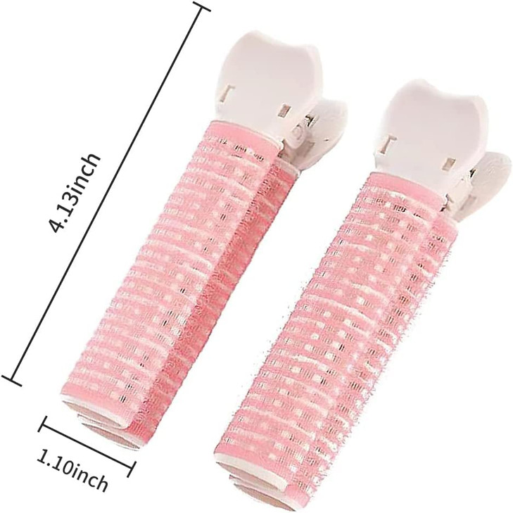 JJLFresheners Hair Rollers with Clip, 4PCS Volumizing Hair Root Clips Bangs Curler DIY Hair Styling Accessories Tool, Pink