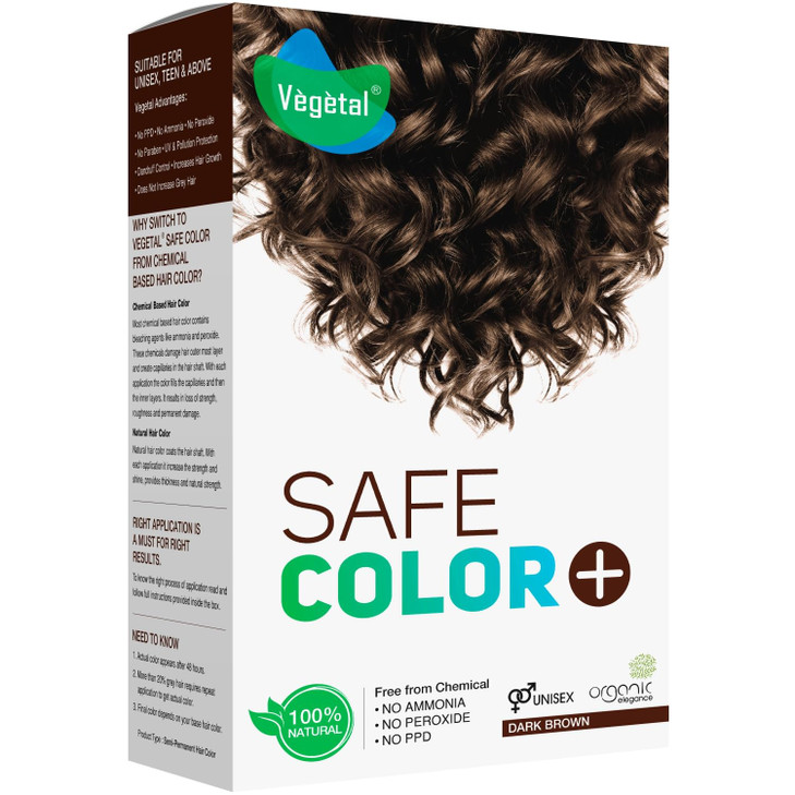 Vegetal Safe Hair Color Dark Brown 50gm Certified Organic Chemical and Allergy Free Bio Natural Hair Color with No Ammon