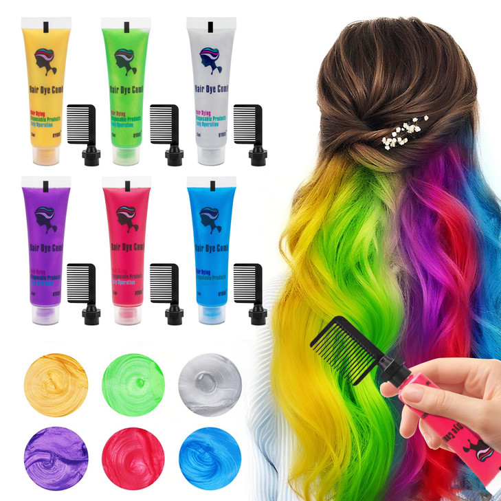 Byhoo 6PCS Temporary Hair Dye for Dark Hair Hair Chalk for Girls Kids Hair Dye Washable Hair Color Girl Gifts for 713 Ye