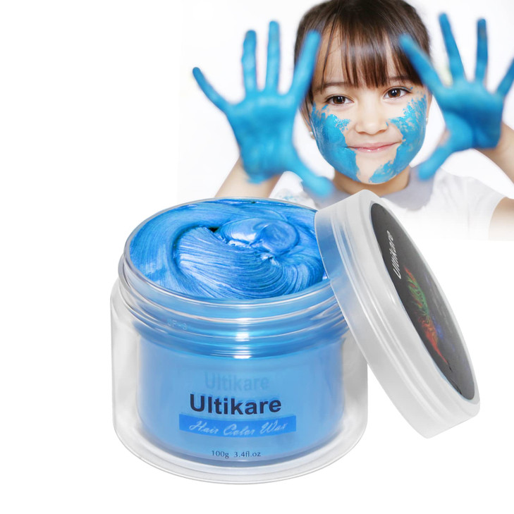 Temporary Hair Color for Kids Ultikare Blue Hair Dye Natural Styling Wax Color Instant Mud Cream Gel 34 Fl Oz Girl Gifts