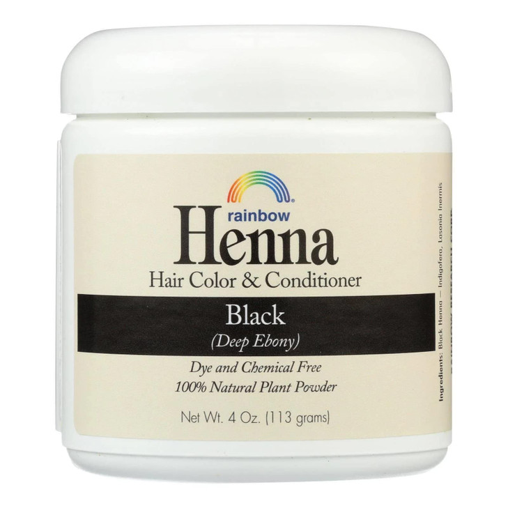 Rainbow Research Henna Hair Color Conditioner Black Deep Ebony 4 oz 113 grams Jar