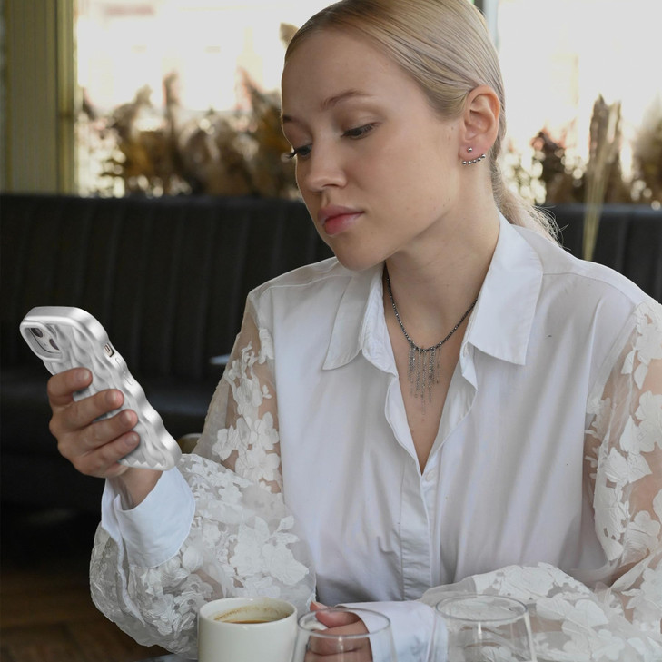 ZCDAYE for iPhone 11 Case, Cute Glossy 3D Water Ripple Pattern Phone Case Curly Wave Frame Case Solid Color Back TPU Shockproof Cover for Women Girl