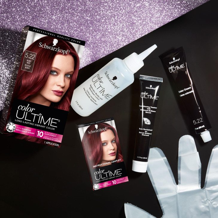Schwarzkopf Color Ultime 522 Ruby Red Hair Dye Permanent Intense Red with Diamond Brilliance FadeResistant Covers Grays