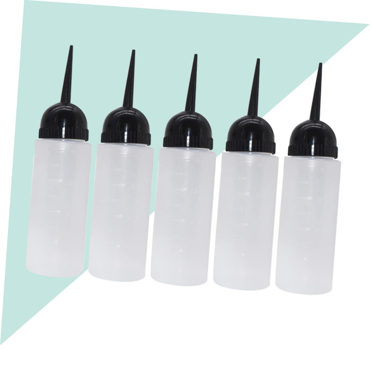 5Pcs 160Ml Plastic Hair Dye Bottles with Oblique Nozzle Refillable Applicator Containers for Salon Shampoo and Hair Coloring