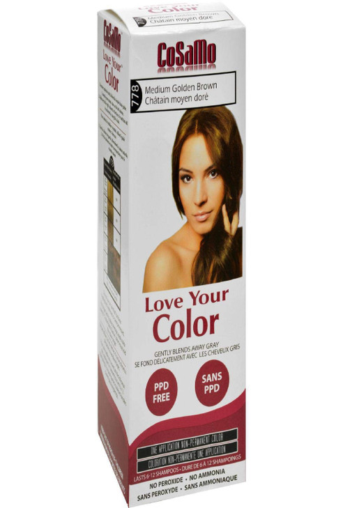 Cosamo Love Your Color Nonpermanent Hair Color 778 Medium Golden Brown 3 Oz